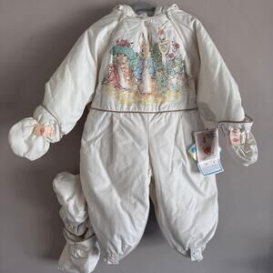 Vintage Quiltex Beatrix Potter Peter Rabbit Snowsuit Jumpsuit Baby 12 Months New